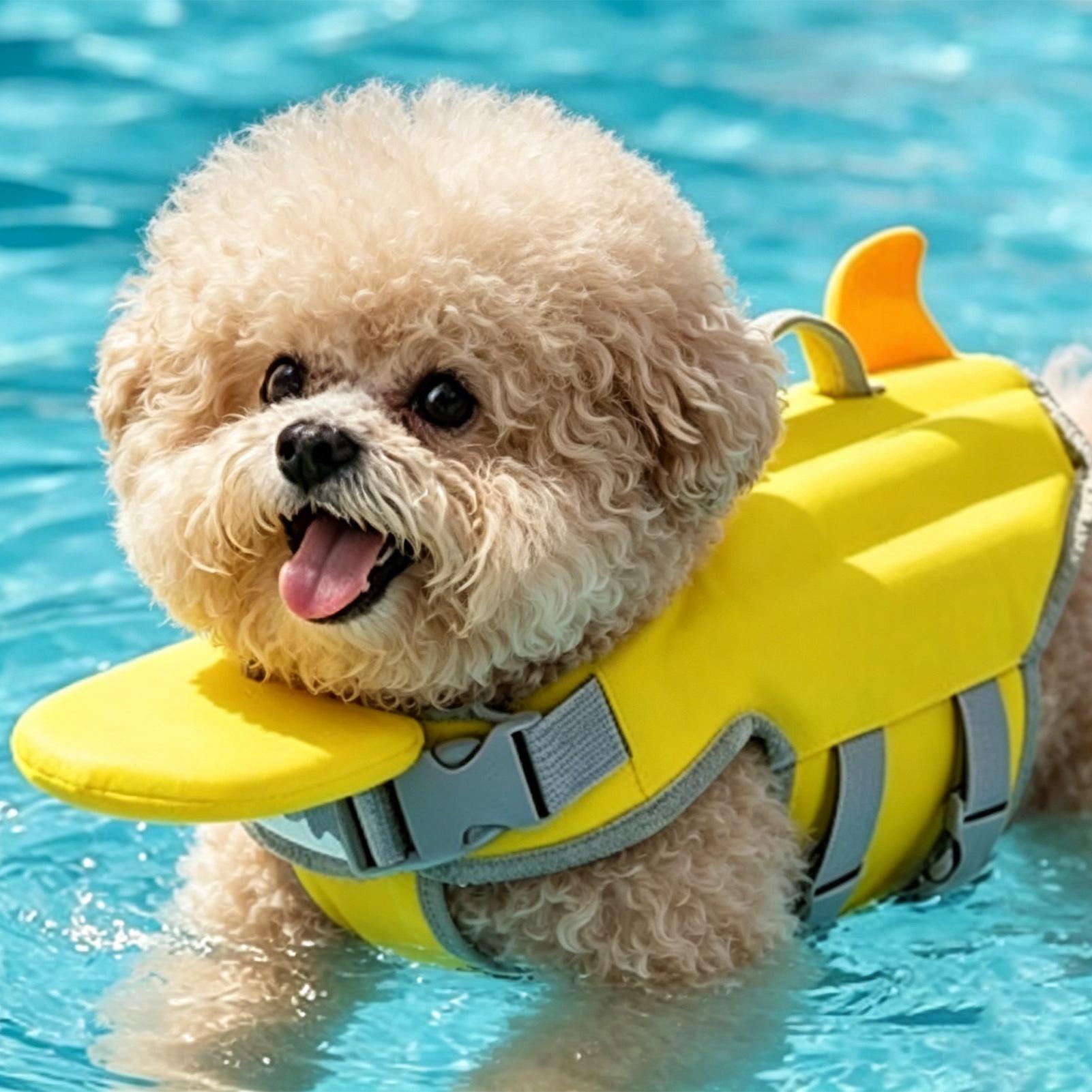 Life Jacket - เสื้อชูชีพสำหรับสุนัขขนาดเล็กและกลาง เหมาะสำหรับสัตว์เลี้ยงในสระน้ำกลางแจ้ง พร้อมที่จับช่วยช่วยชีวิต เสื้อชูชีพกันน้ำสำหรับสุนัข
