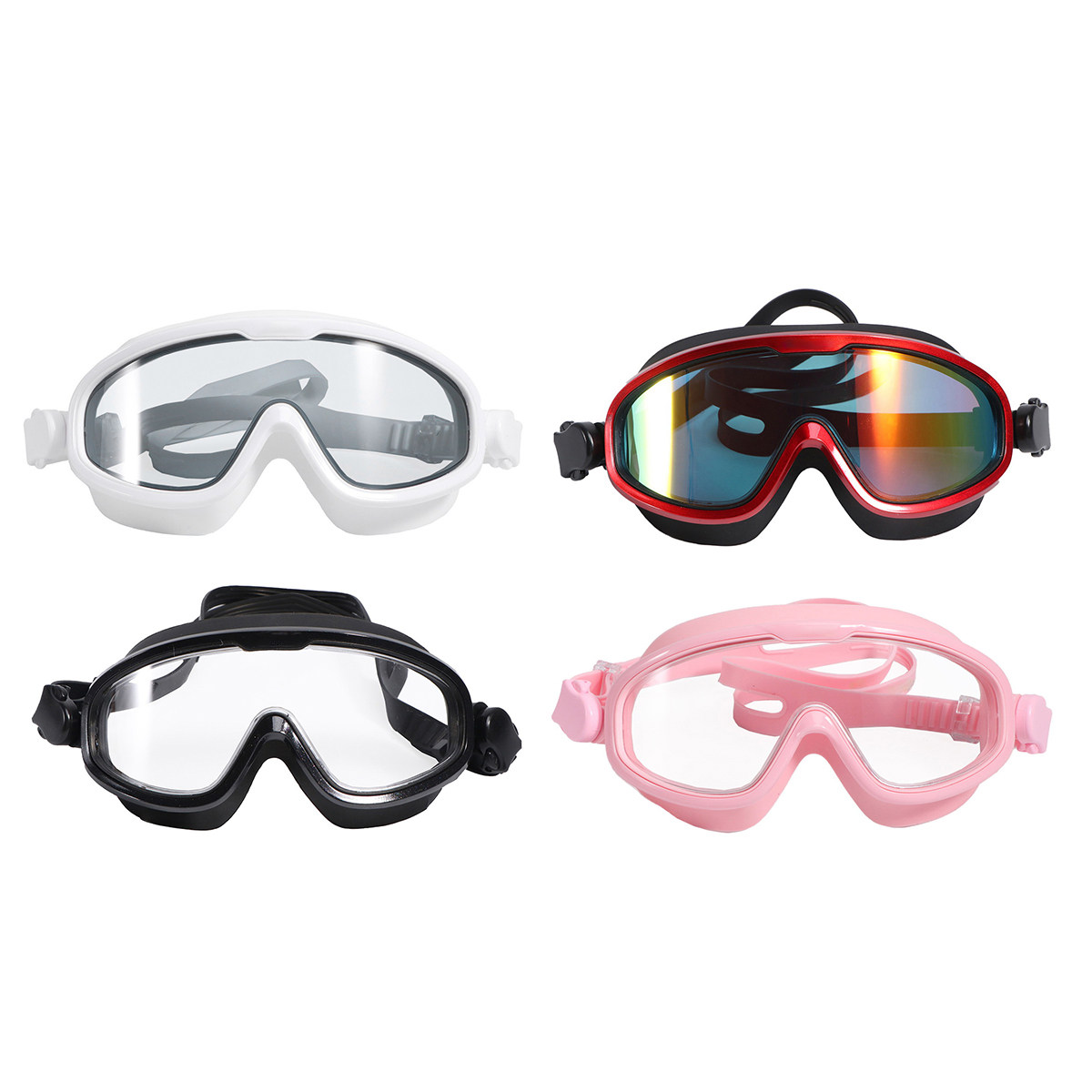 Goggles Swim - แว่นตาว่ายน้ำกันน้ำสีขาว เลนส์กันฝ้า ทนทานต่อการสึกหรอ ตัวล็อคแบบสแน็ป ใช้งานง่าย อุปกรณ์ว่ายน้ำ