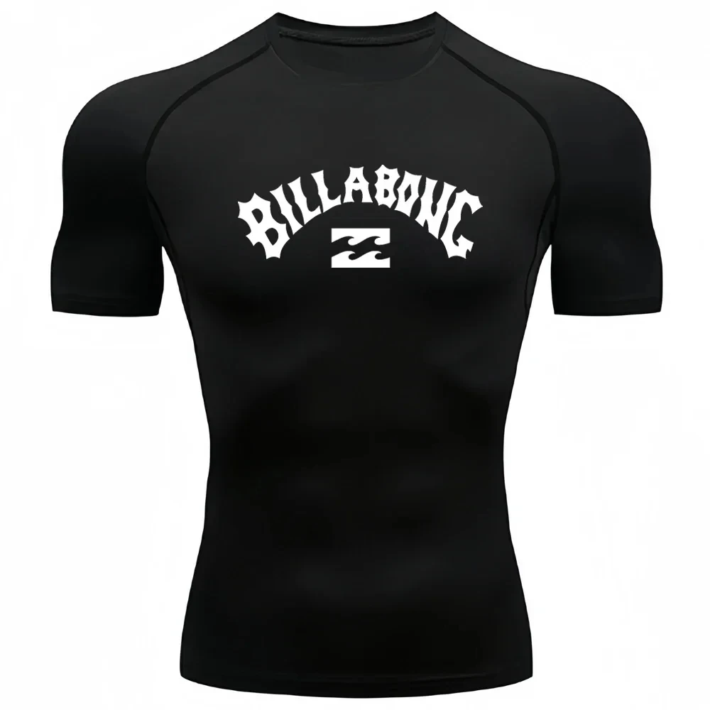 Rash Guard - กางเกงรัดรูปกันรังสียูวีสำหรับผู้ชาย เสื้อแรชการ์ดแขนสั้น ชุดว่ายน้ำ แห้งเร็ว เสื้อยืดสำหรับเล่นเซิร์ฟ ชุดดำน้ำ