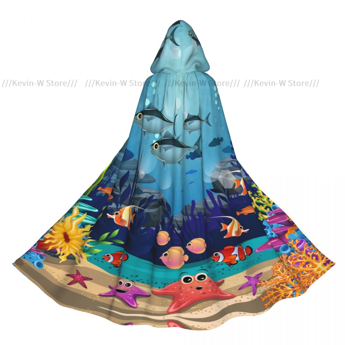 Life Jacket - ชีวิตใต้น้ําชีวิตทางทะเลปลาสาหร่ายและแนวปะการังเสื้อคลุมคลุมด้วยผ้าโพลีเอสเตอร์ Unisex แม่มดเคปเครื่องแต่งกายอุปกรณ์เสริม