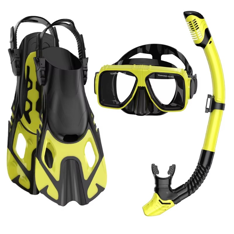 Diving Mask - ชุดดำน้ำแบบมืออาชีพ 3 ชิ้น หน้ากากซิลิโคน ท่อหายใจ และฟิน