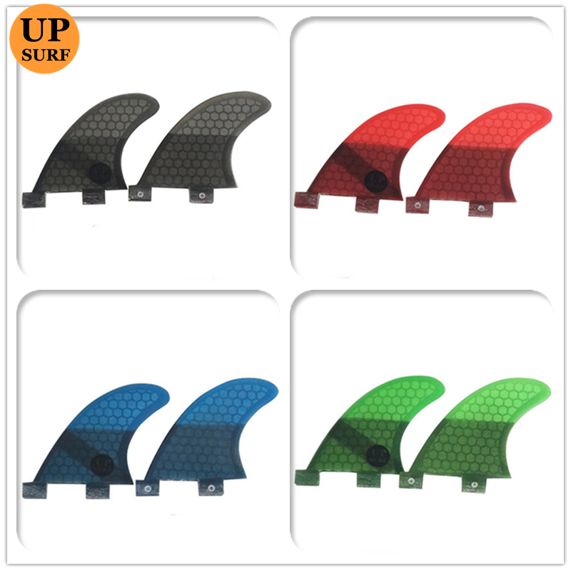 Swim Fins - UPSURF FCS Fins Twin Finsสําหรับกระดานโต้คลื่นครีบGLไฟเบอร์กลาสรังผึ้งMulticolorพาเดลอุปกรณ์เสริมสองด้านว่ายน้ําFin
