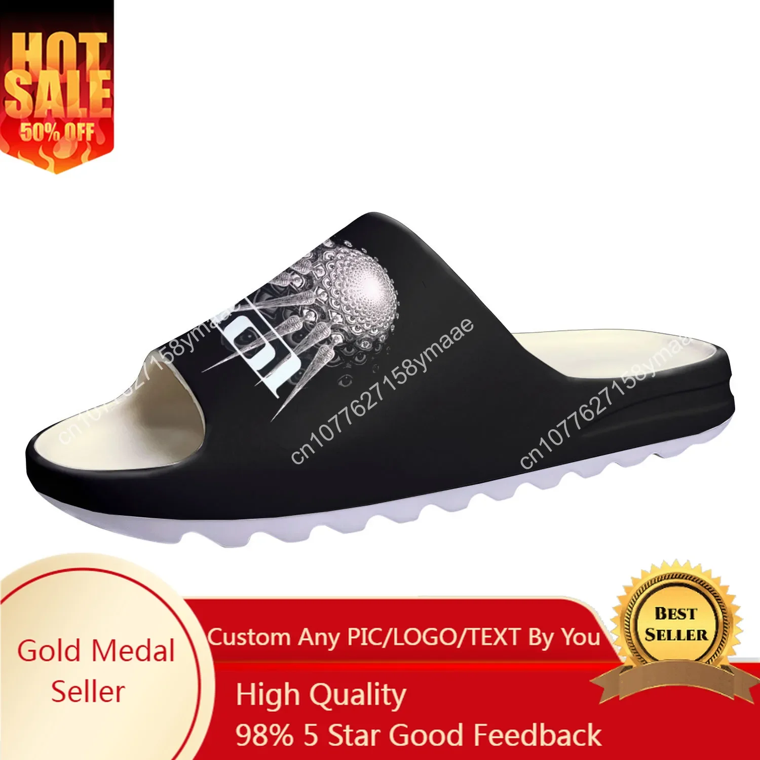 Water Shoes - รองเท้าแตะพื้นนุ่มลายวงร็อก รองเท้าหัวโตใส่ในบ้าน รองเท้าลุยน้ำ สำหรับผู้ชาย ผู้หญิง วัยรุ่น
