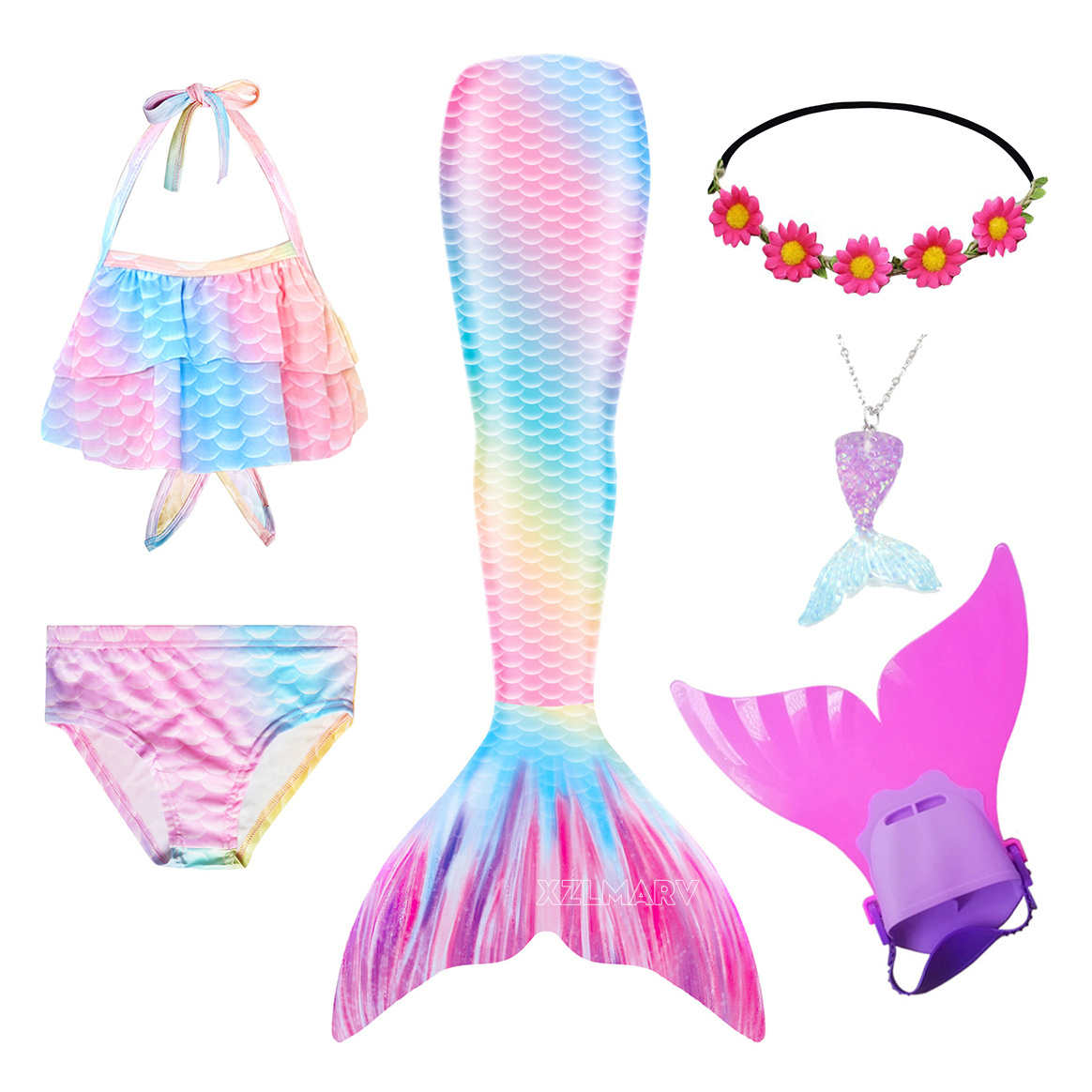 ชุดหางนางเงือกสำหรับเด็กผู้หญิ - Flippers Swimming บทวิจารณ์และราคา