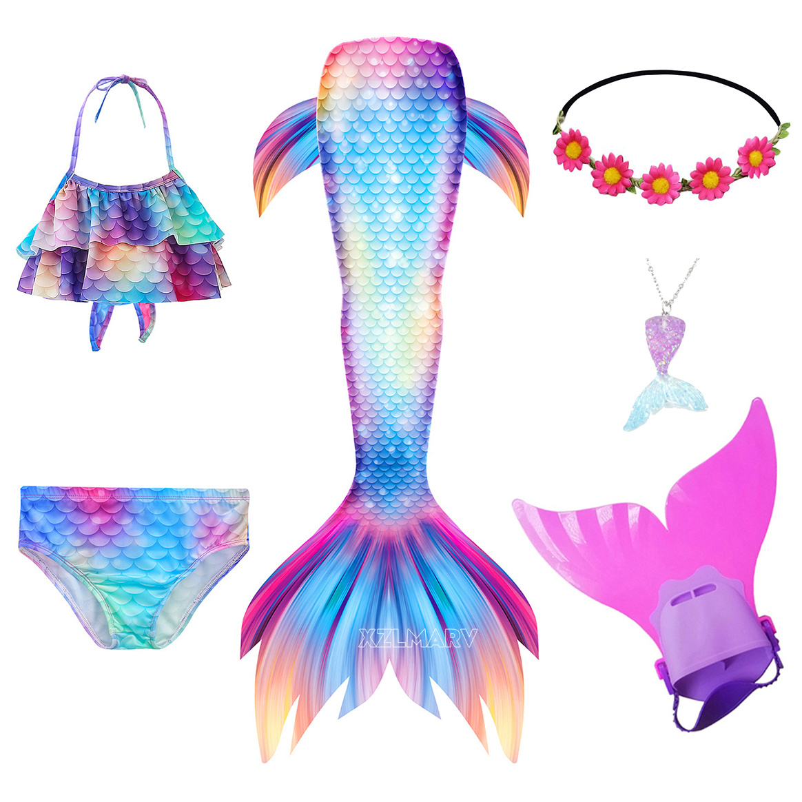 ชุดหางนางเงือกสำหรับเด็กผู้หญิ - Flippers Swimming บทวิจารณ์และราคา