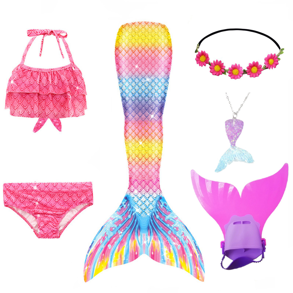 ชุดหางนางเงือกสำหรับเด็กผู้หญิ - Flippers Swimming บทวิจารณ์และราคา