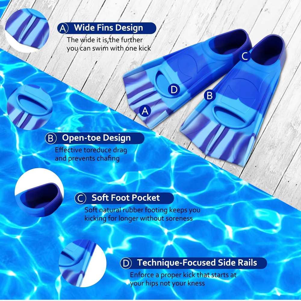 ฟินว่ายน้ำซิลิโคนแบบสั้น สำหรั - Flippers Swimming บทวิจารณ์และราคา